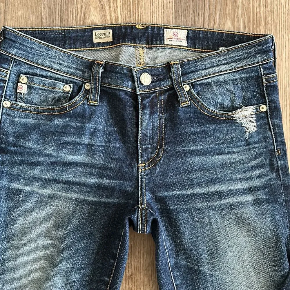 ADRIANO GOLDSCHMIED AG DENIM SUPER SKINNY LEGGING JEAN LIGHT DISTRESSING SIZE 26